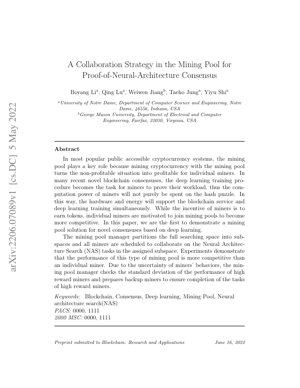 PDF Document Cover - Collaboration Strategy in Mining Pool for Proof-of-Neural-Architecture Consensus