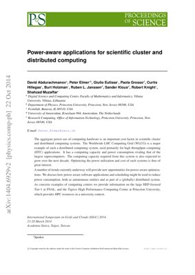 PDF Document Cover - Power-aware Applications for Scientific Cluster and Distributed Computing